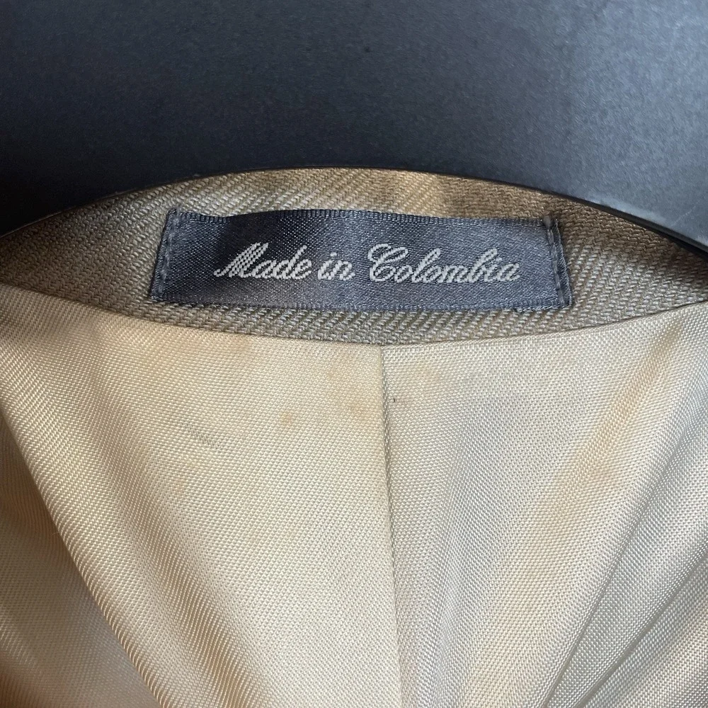 Vtg NWT Oscar De La Renta Mens 44L Blazer Beige Silk/Wool Bend Flex Fit 3-Button